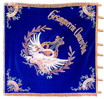 Gesangsverein Vereinsfahne Concordia nach der Restaurierung