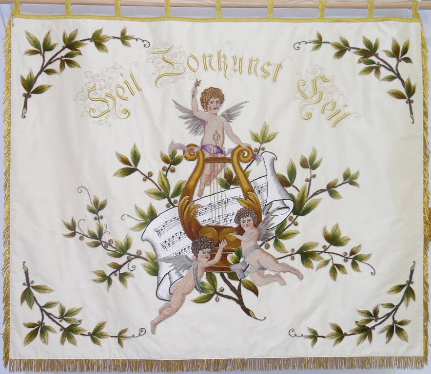 Gestickte Fahne für den Männerchor Lambsheim - Rückseite - von Fahnen-Kreisel