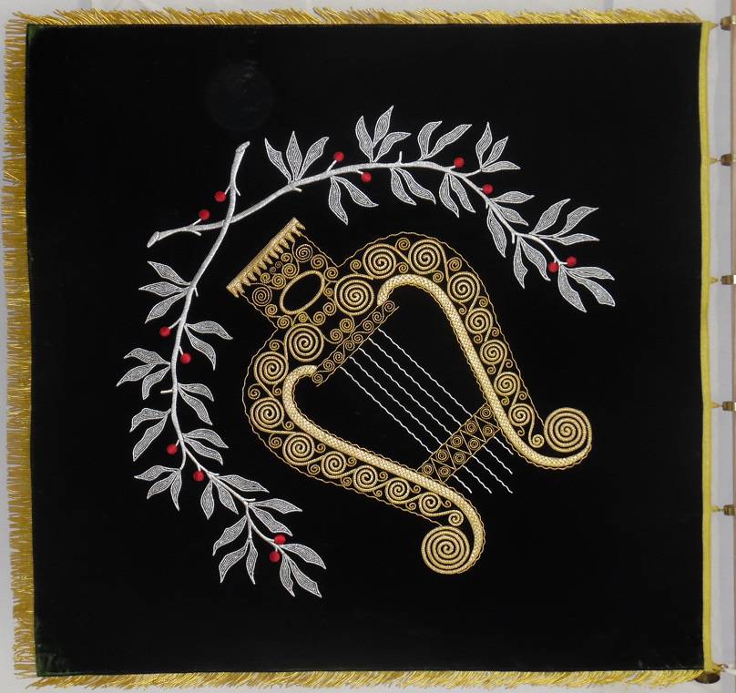 Gestickte Fahne für den Musikverein Beuren 1927 - Rückseite - von Fahnen-Kreisel
