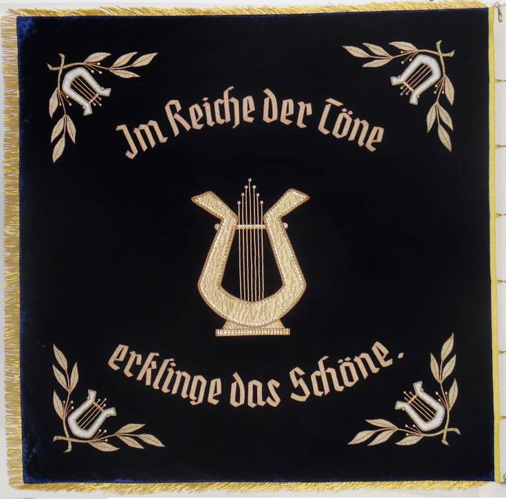 Gestickte Fahne für den Musikverein Schlatt-Hohenz - Rückseite - von Fahnen-Kreisel
