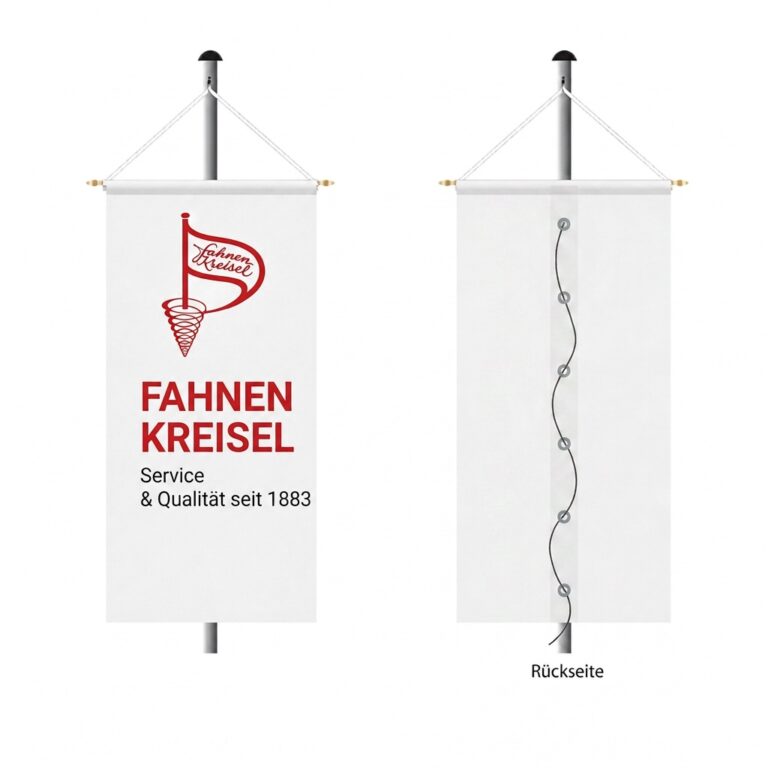 Bannerfahne mit Ringbandsicherung