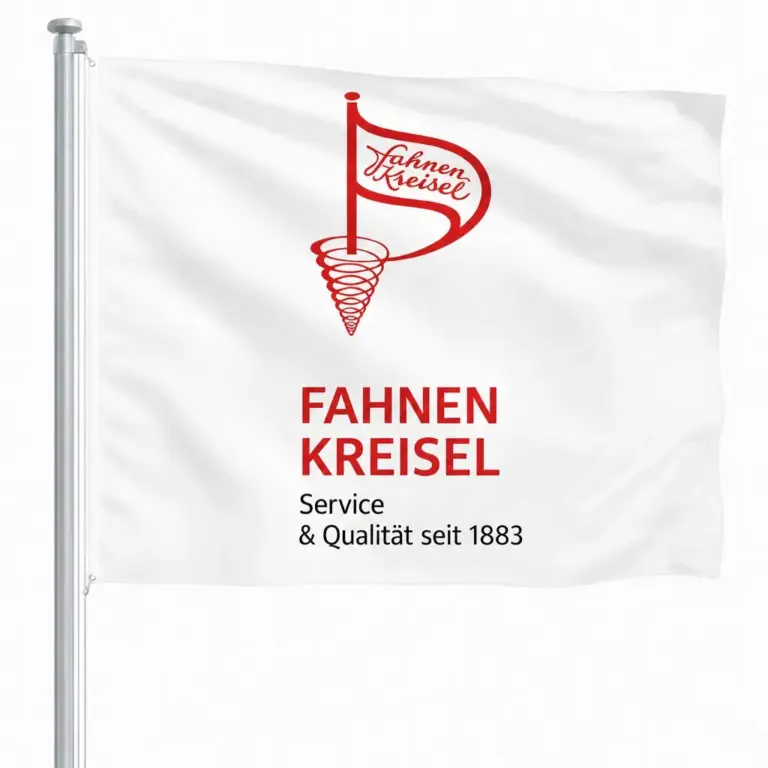 Hissfahne im Querformat mit Logo
